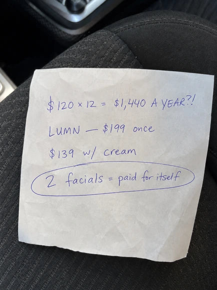The back-of-receipt math: facials versus the LUMN system